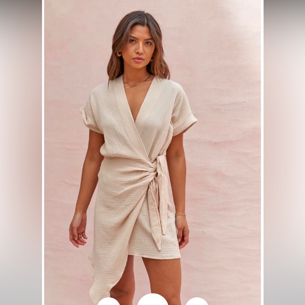 Charli M/L Hot Pink 100% Gauged Cotton Wrap Dress Made In italy